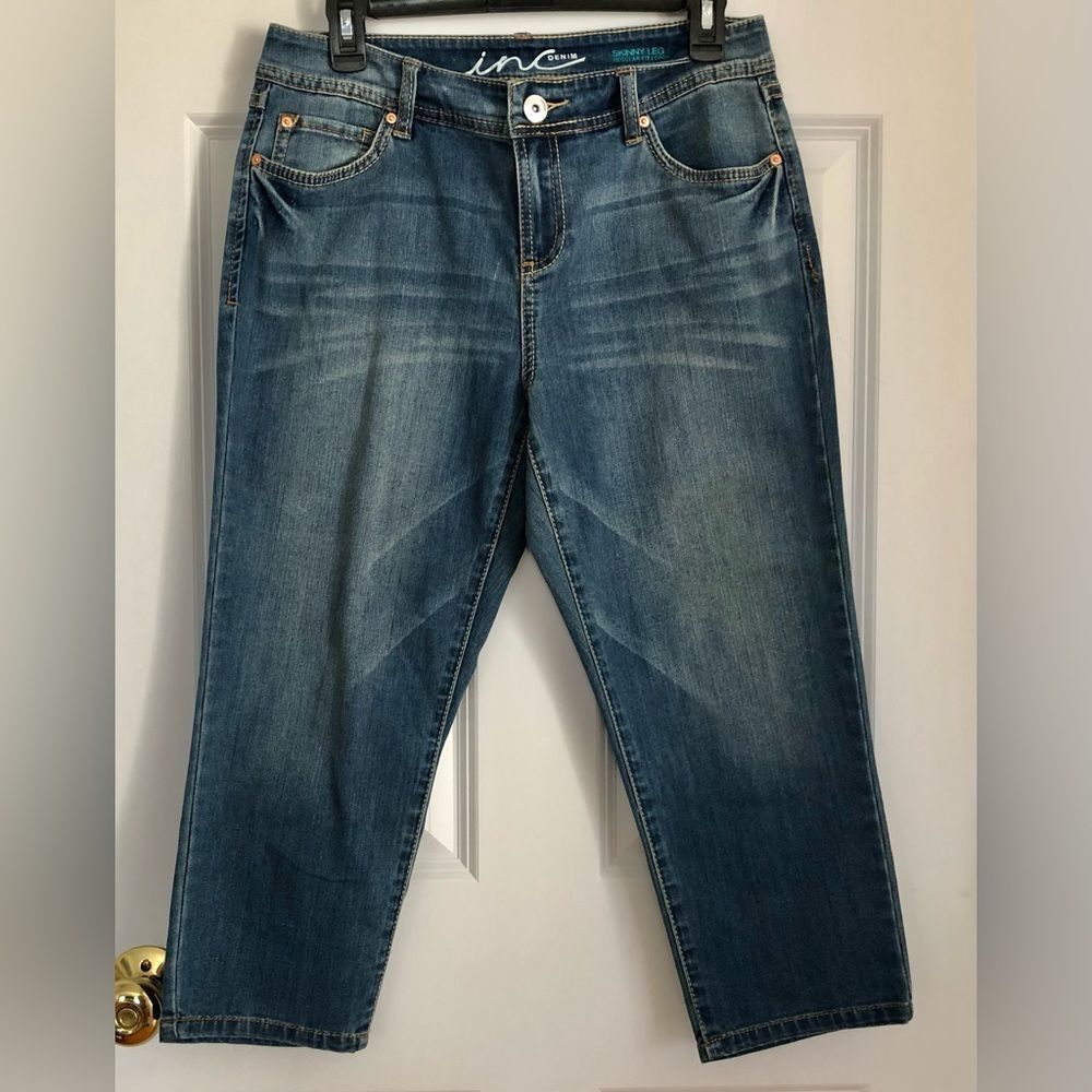 WOMEN'S JEANS DEMIN SKINNY LEG REGULAR FIT CROP SIZE 10P INC DEMIN 5 POCKETS